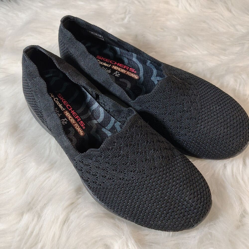 Sketchers Air Cooled Memory Foam Slip On Blk Slip On Wmns 6w